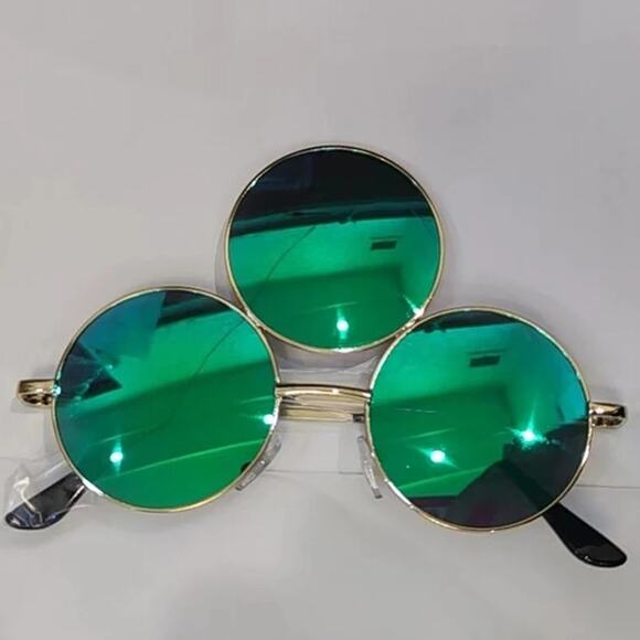 New Green Third Eye Round Sunglasses Trippy Rave Festival EDC Reflective Round - Picture 1 of 2